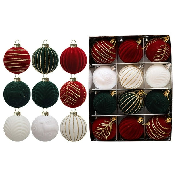 Paquete De 12 Adornos Navideños De Terciopelo Rojo Adornos Para Colgar En El Árbol De Navidad De 6 Cm
