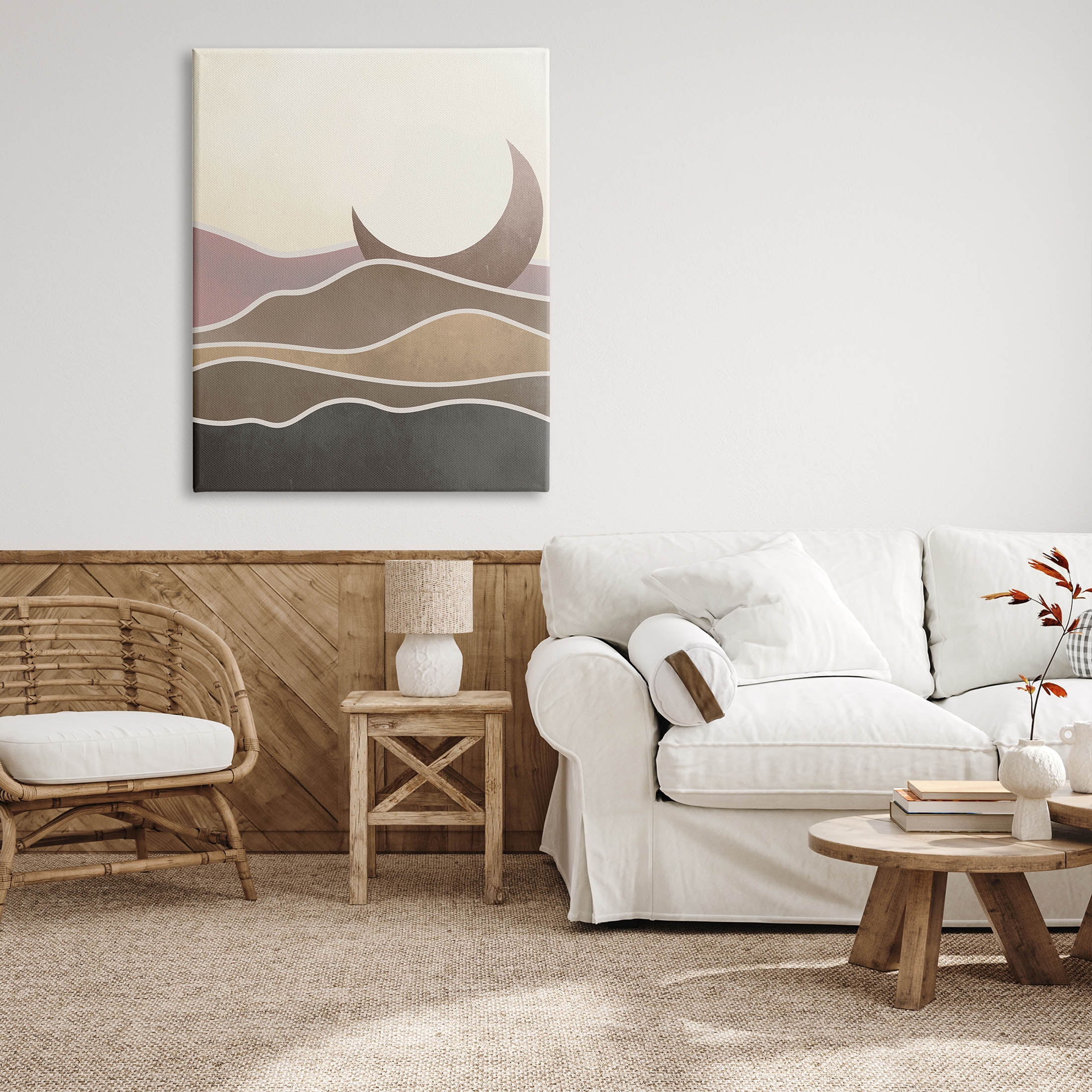 Desert Moon Sand Dunes Scenery Landscape Graphic Art Gallery Wrapped Canvas Print Wall Art