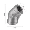 thumbnail image 3 of Unique Bargains 3/8 NPT Female Thread 45 Degree Elbow Pipe Fitting 304 Stainless Steel, 3 of 5
