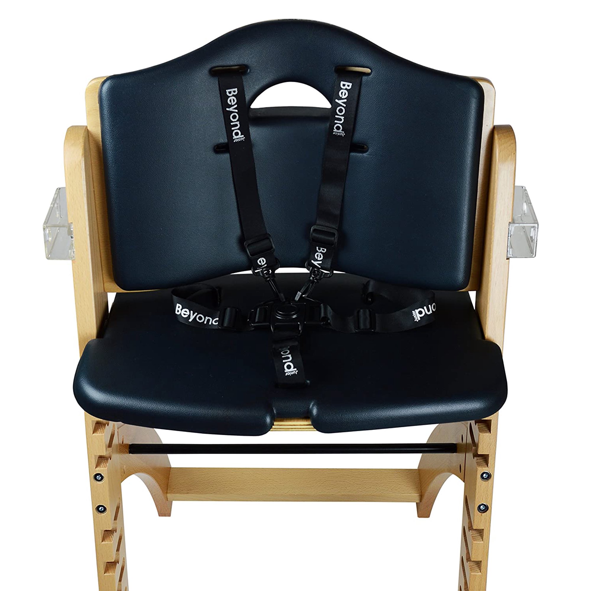 Abiie Beyond Wooden High Chair Adjustable Easy Clean 6M 250Lb Natural Wood Black Walmart