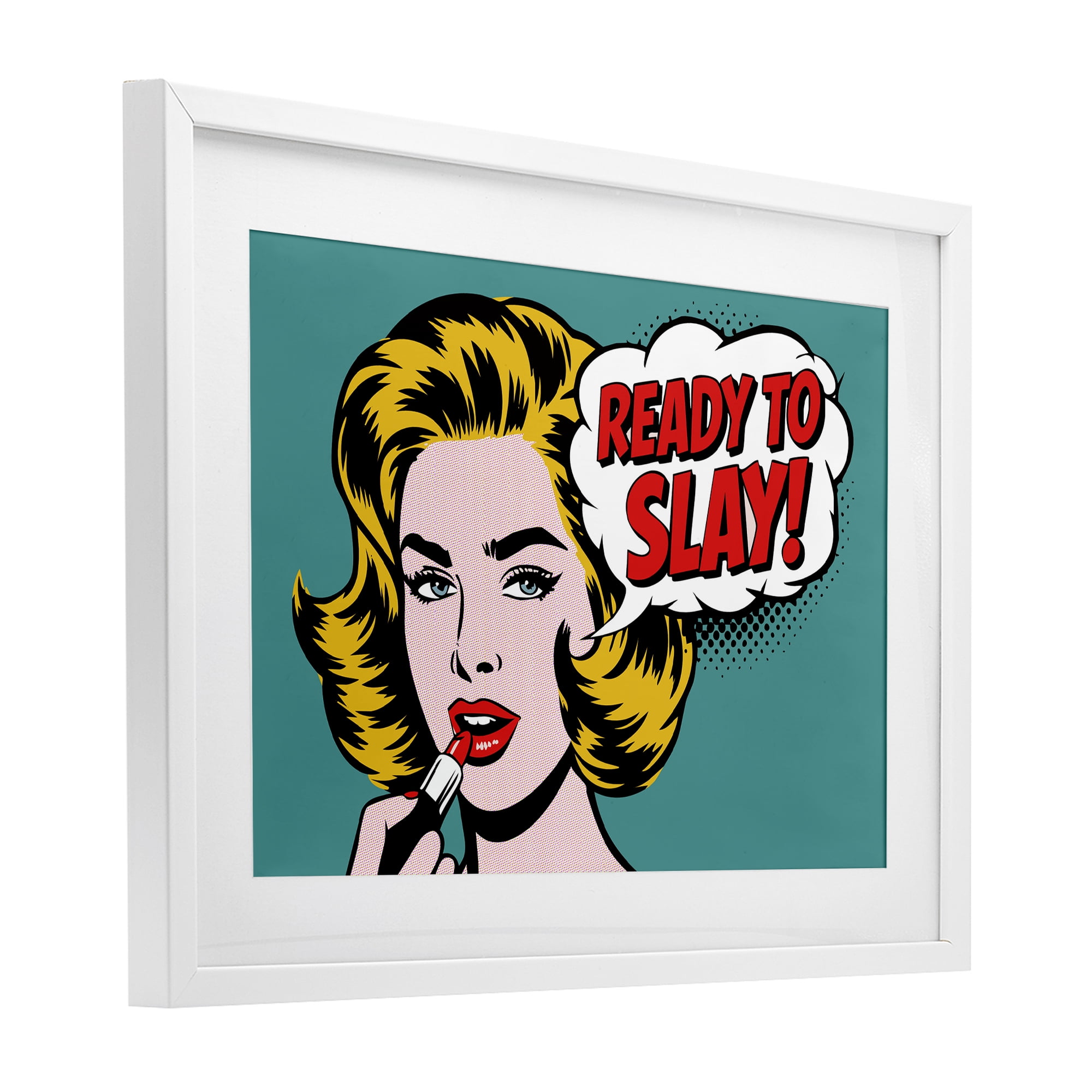 Stupell Industries Ready To Slay Pop Lipstick White Framed Print Under Glass, design by Andreas Magnusson