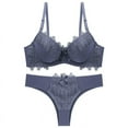 thumbnail image 3 of Mrat Tshirt Bras for Women Lace Solid Underwear Seamless Bra Cotton Bralettes Seamless Bralette for Female Pack Pajamas Embroidered Ladies Underwire Intimates Set Gray_B M, 3 of 6