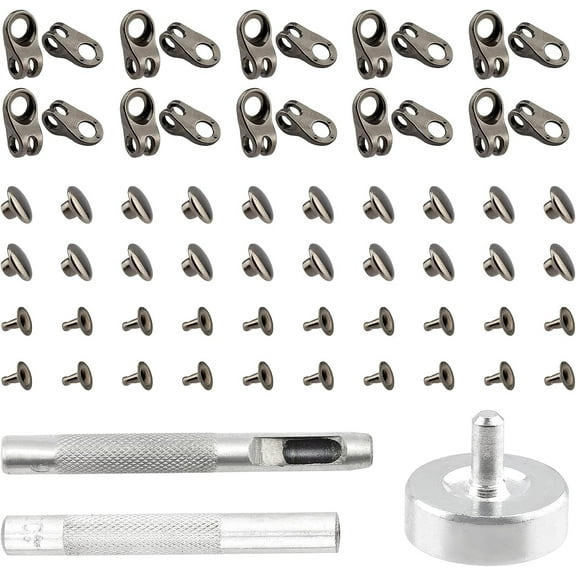 63pcs Shoe Boot Hooks Eyelet Buckle Lace Hooks Installation Tool Lace Fittings Rivets Safety Shoelace Buckles Hiking Shoes Hooks for Camp Hike Climb Boots Repair Accessories 20 Sets