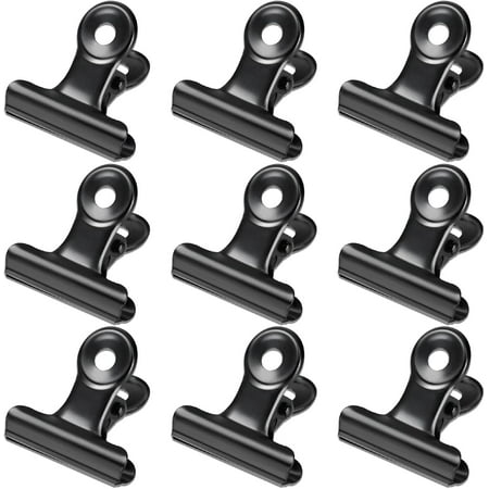 30 Pack Bulldog Clips 1.25 Inches Small Hinge Paper Clips Metal Hinge Clips for Crafts, Bags, Drawings, Photos at Kitchen & Office Usage, Black, 31mm