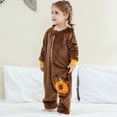 thumbnail image 6 of NAISIBABY Toddler Flannel Jumpsuit, Super Soft Full Zip-Up Cute Home Sleepwear Winter Warm Romper Loungewear Brown 3T, 6 of 9