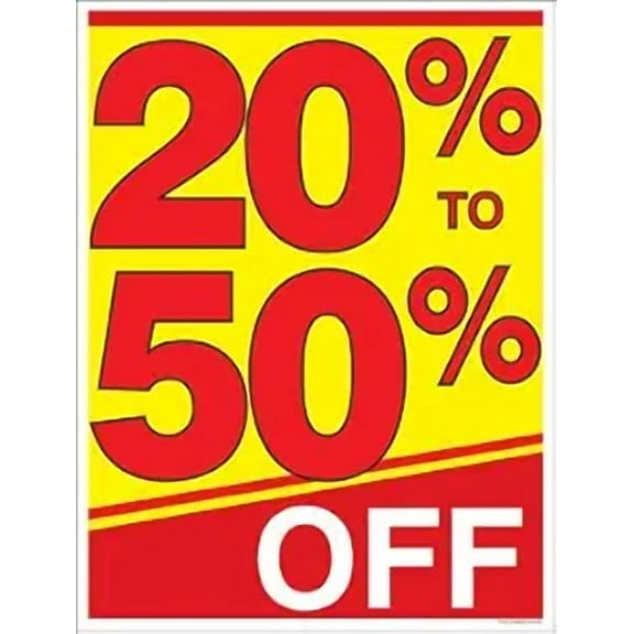 P70UTF 20 Percent to 50 Percent Off (%) Sale Window Sale Sign Posters Retail Business Store Signs (P70-38" x 50") Furniture Flooring Mattress Wholesale Indoor Signage