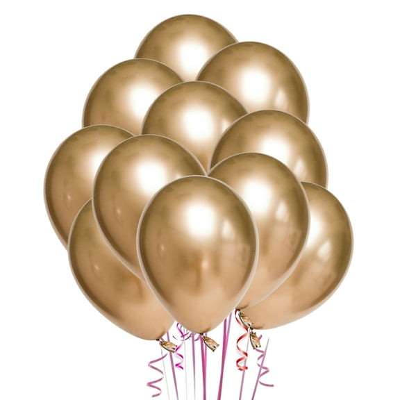 50Pcs 10 Inch Golden Metallic Latex Balloons for Birthday, Wedding, Graduation, Bachelor Party, Helium Quality Party Decorations