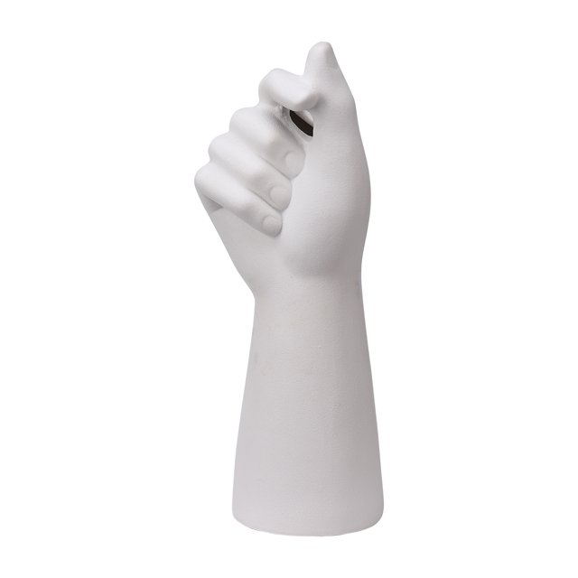 Jarrón de cerámica imitación mano que corazón textura esmerilada creativo hogar sala de estar flor seca arreglo floral florero decorativo (Bixin-blanco mate)
