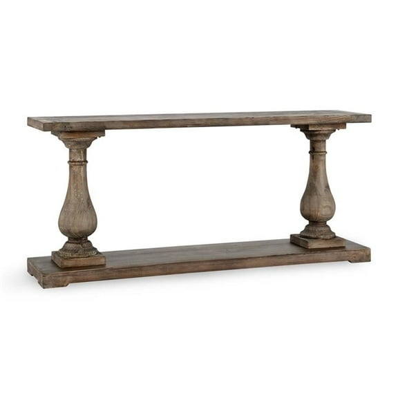 Pemberly Row Transitional Reclaimed Pine Console Table in Rustic Brown