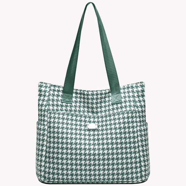 Bolso de mano informal para mujer, Bolso de ocio de Tweed de gran capacidad con cremallera (azul claro)