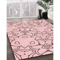 thumbnail image 3 of Ahgly Company Machine Washable Indoor Square Transitional Pink Bubble Gum Pink Area Rugs, 4' Square, 3 of 7