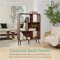 thumbnail image 6 of Best Choice Products 3-Tier Mid-Century Modern Wooden Bookcase w/ Removable Back Panels, Offset Pine Legs - Brown, 6 of 8
