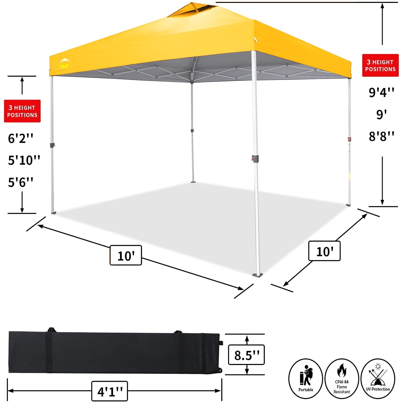  CROWN SHADES 8x8 Pop up Canopy Instant Canopy with 1 Removable  Sidewall,4 Ropes & 8 Stakes, STO'N and Go Bag, Blue : Patio, Lawn & Garden