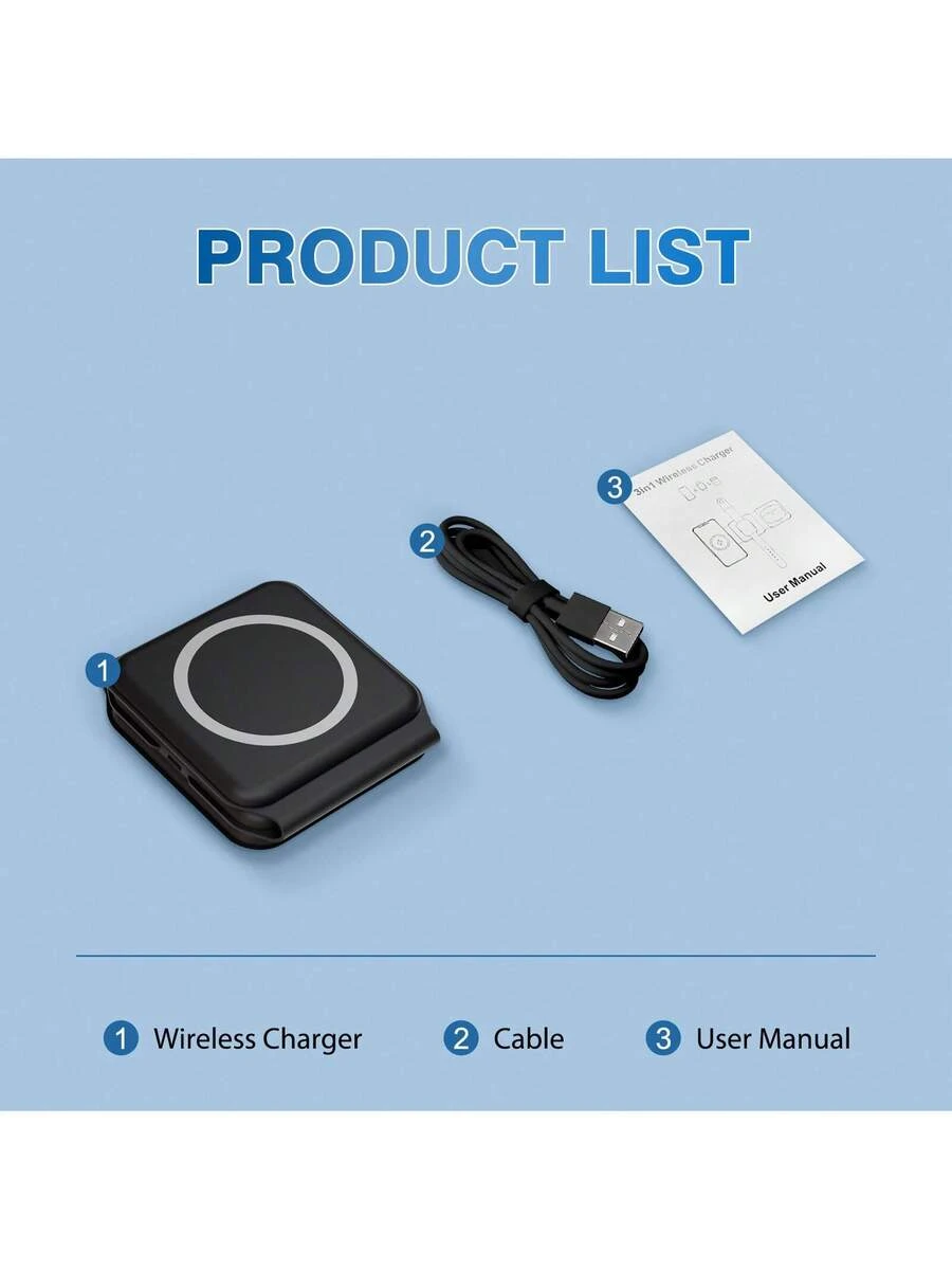 3-in-1 Foldable Magnetic Wireless Charger for iPhone 12-16, AirPods 3/Pro, Apple Watch 1-8, Fast Charging Station for Travel, Gifts for Family Friends