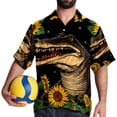 thumbnail image 4 of Crocodile Starry Sky Sunflower Men's Button Down Hawaiian Print Short Sleeve Casual Summer Beach Shirts, 4 of 6