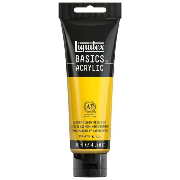 Liquitex BASICS Acrylic Color, 4 oz. Tube, Cadmium Yellow Medium