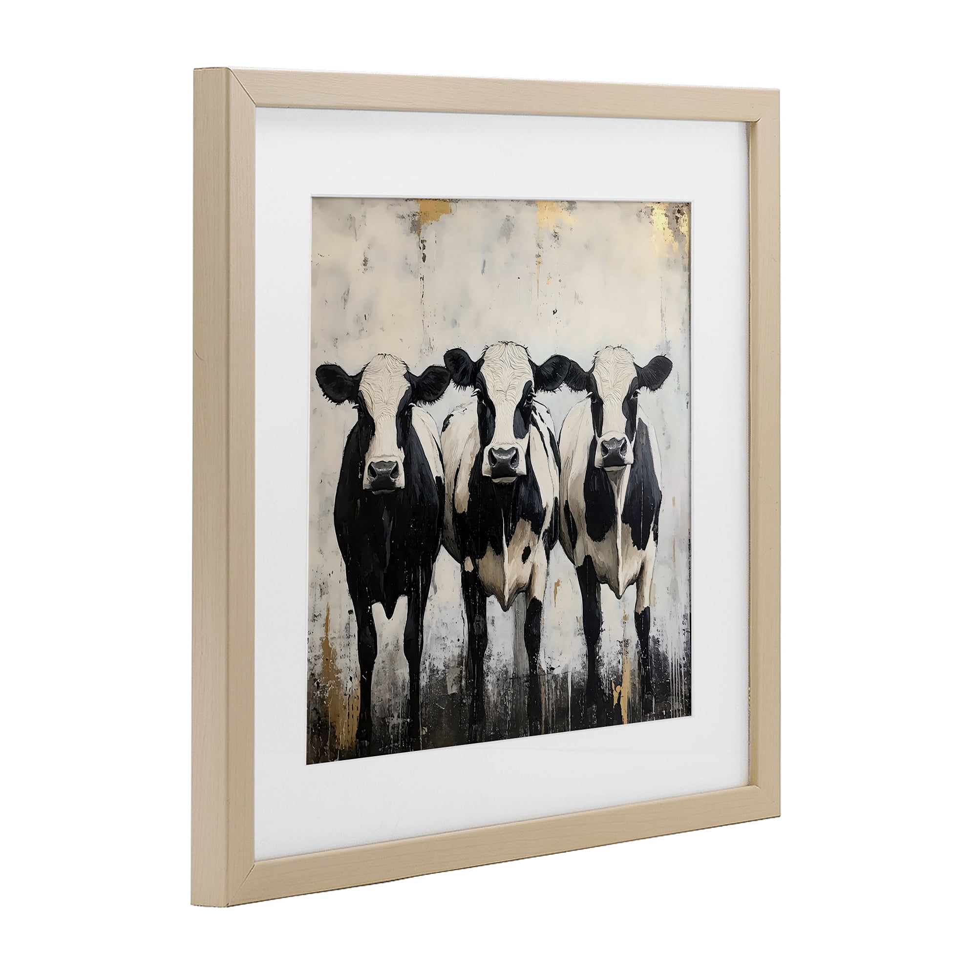 Stupell Industries Three Spotted Cows Birch Framed Print Under Glass, design by Creative Studio
