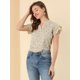 thumbnail image 3 of Blusa Informal Con Cuello En V Y Manga De Casquillo Superior Con Estampado Floral Para Mujer Amarillo L, 3 of 6
