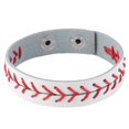 thumbnail image 2 of HZMAN Leather Softball Baseball Bracelets by Athletes Bangle Cuff Wristband, 3 Pcs White Black Yellow Ste (White), 2 of 5