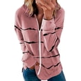 thumbnail image 2 of 3X Manteau d'Hiver pour Femmes Grande Taille Capuche à Fermeture Éclair Manteau pour Femmes Pulls Chandails en Molleton Manteau Rayé Manteau pour Femmes, 2 of 2