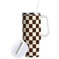 thumbnail image 2 of 40 oz Tumbler With Handle Stainless Steel Insulated Tumbler With Lid for Car Cup Holder Brown and Cream Checkered, 2 of 9
