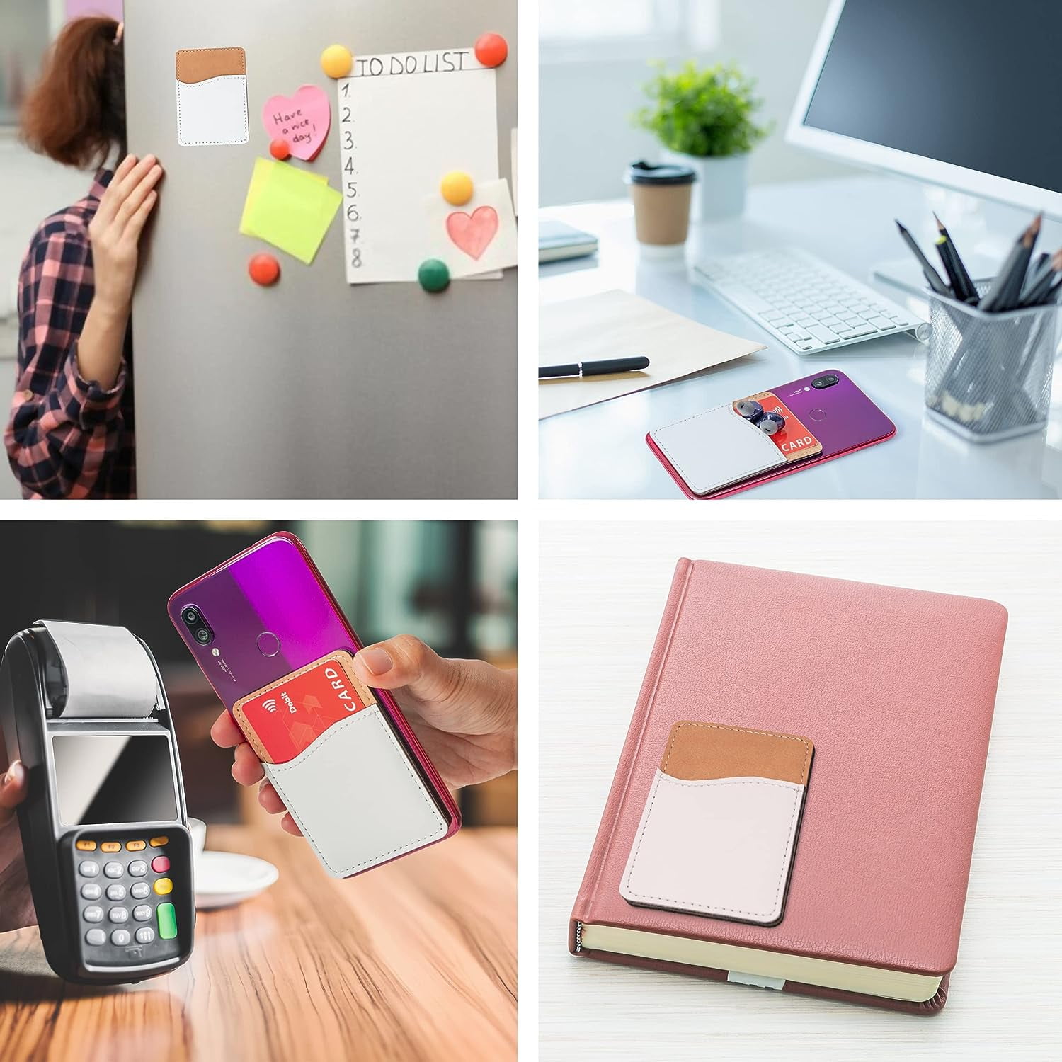 ABCISI Sublimation Blanks Phone Wallet - PU Leather Card Holder for Back of Phone Stick on iPhone Android HTV Friendly DIY Blanks for Vinyl Projects (10PCS White PU Leather)