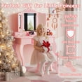 thumbnail image 4 of SESSLIFE Vanity Sets for Girls, Vanity Play Set with Drawers, Dressing Table Dresser Wooden Toy Makeup Vanity Table & Stool with 3 Foldable Mirror, Pink, 4 of 7