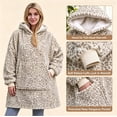 thumbnail image 2 of Wearable Blanket Hoodies for Women Men with Pocket, Adult Fuzzy Blanket Hoodies, Soft and Warm Sherpa Oversized Sweatshirt Blanket, Cute Birthday Gifts White Leopard, 2 of 9