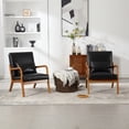 thumbnail image 3 of Miniyam Modern PU Leather Accent Chair, Solid Wood Lounge Reading Armchair With One Pillow for Living Room, Bedroom, Guest Room, Black, 3 of 10