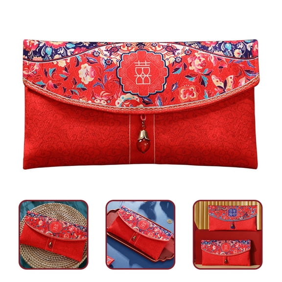 OATIPHO Chinese Wedding Red Envelopes Fabric Money Envelopes for Cash with Retro Style