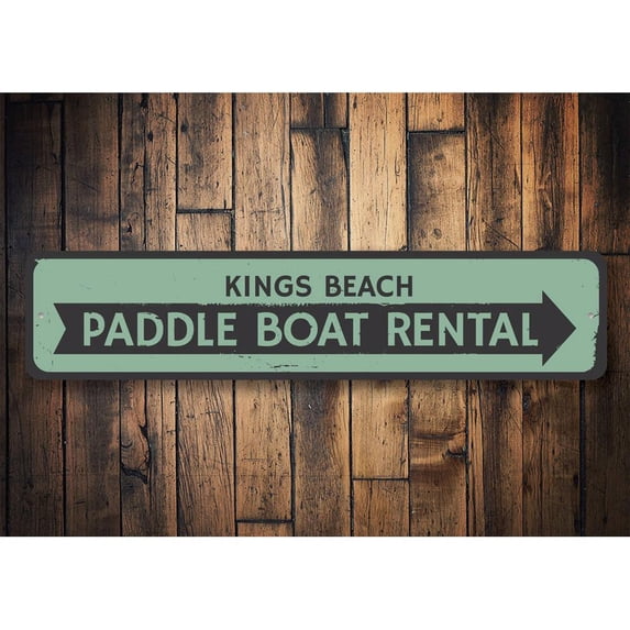 Paddle Boat Rental Novelty Sign, Metal Wall Decor - 4x18 inches