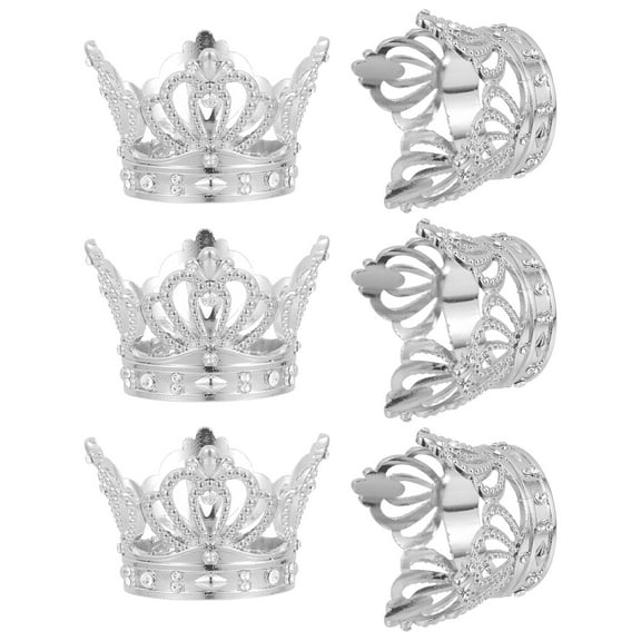 6 Pcs Crown Napkin Ring Party Banquet Father Silver