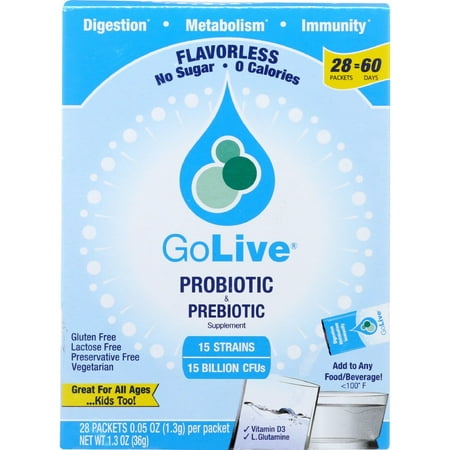 Golive Supplément probiotique et prébiotique Blend, Flavorless, 28 Count