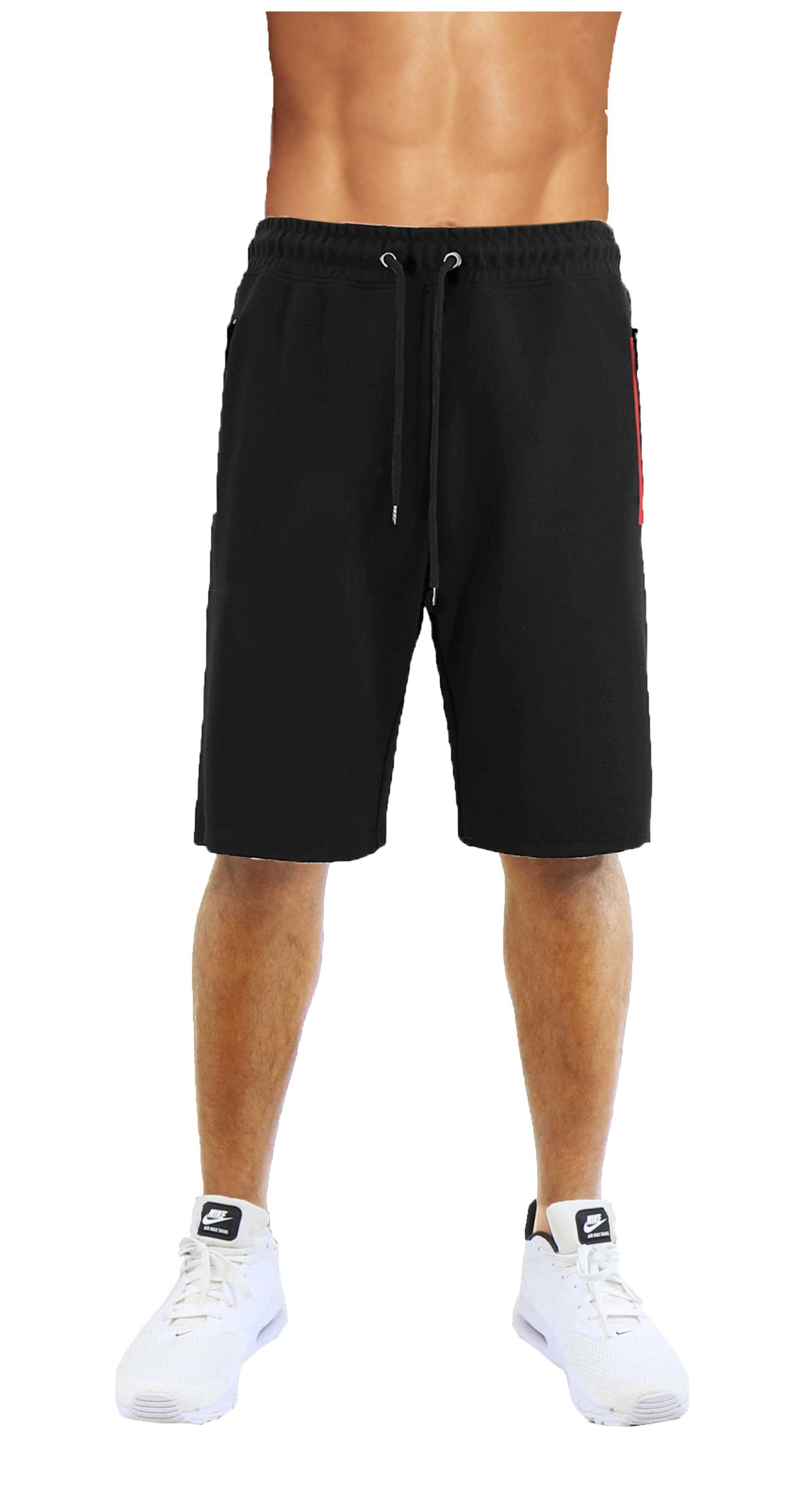 Mens Tech Fleece Shorts with Dual Trim Zipper Pockets - Walmart.com
