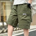 thumbnail image 2 of NAISIBABY Boys Cargo Shorts, Stretch Loose Fit Elastic Waist Beach Pull-On Fashion Shorts Army Green 5-6T, 2 of 6