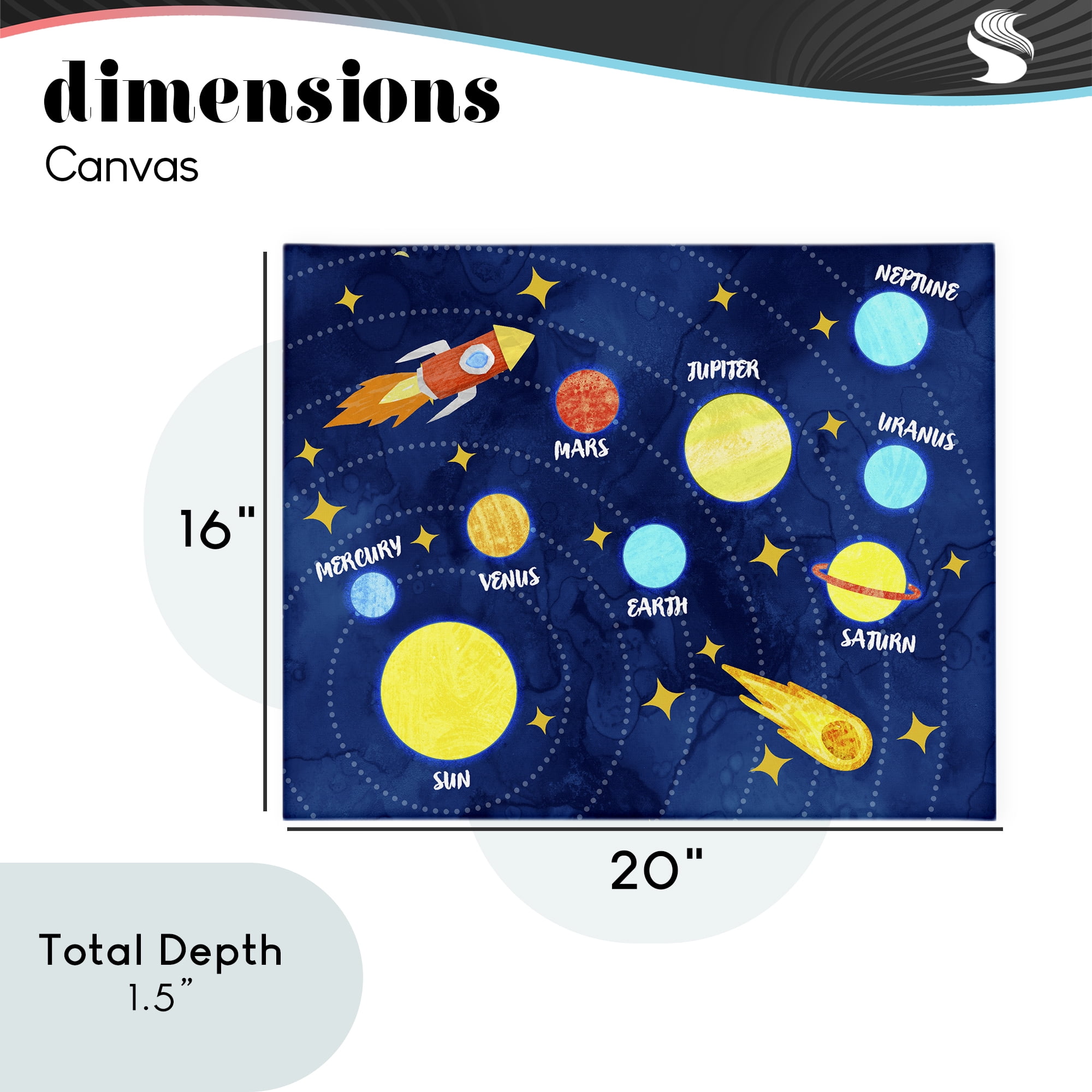 Rocket Across Solar System Canvas Wall Art, design by Daphne Polselli