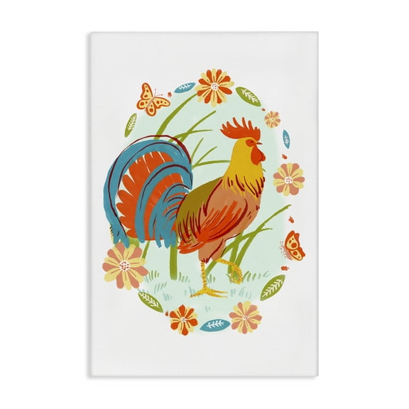 Stupell Industries Rustic Lodge Rooster with Butterflies Border Canvas Art, 16 x 24, by Hannah Moren