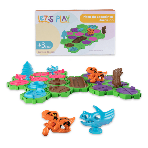 Pista de Carros de Dinosaurio Let´s Play Laberinto y Juguete de Construcción Educativo 33 pzas