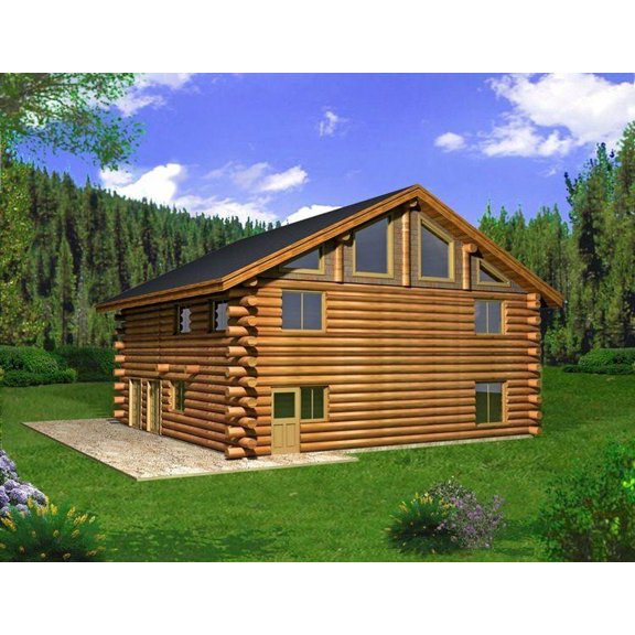 001-1085: Log Mountain 4 Bed, 3 Bath Luxury Home Plan, 2903 Sq Ft: Full Blueprints with License to Build by Home Plan Marketplace - Lesuto