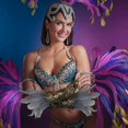 thumbnail image 2 of Bovemsi Gloves for Women Gothic Style Feather Hollowed Out Gold Lace Arm Carnival Party Gloves, 2 of 3