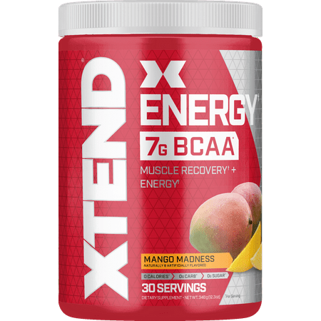 Xtend Energy BCAA Powder for Pre Workout Or Anytime Energy with Caffeine, Branched Chain Amino Acids, 7g BCAAs, Mango, 30