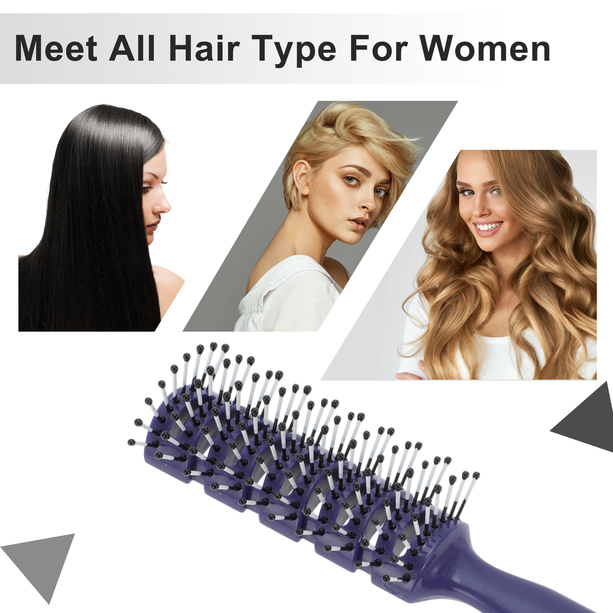 Unique Bargains Vented Hair Brush with Ball-Tipped Bristles for Wet Short Curly Hair
