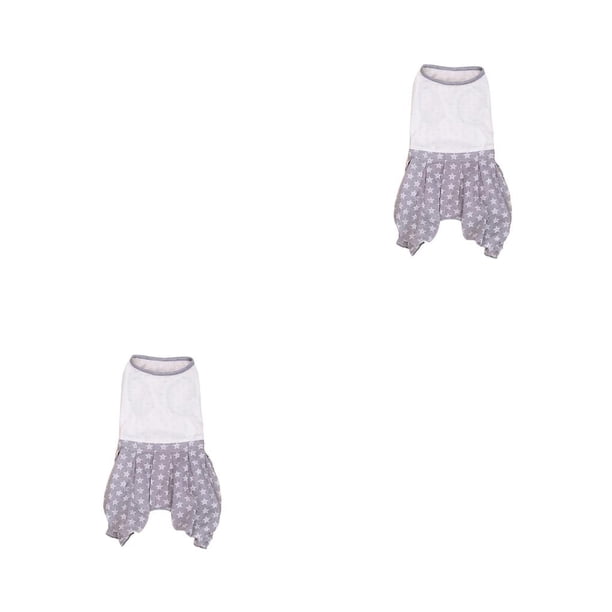 Greeniant Mameluco para perro, multicolor, flexible, fácil de usar, disfraz de mascota, diseño abierto, patrón de puntos finos, ropa bonita estrellas grises SG 2Conjunto