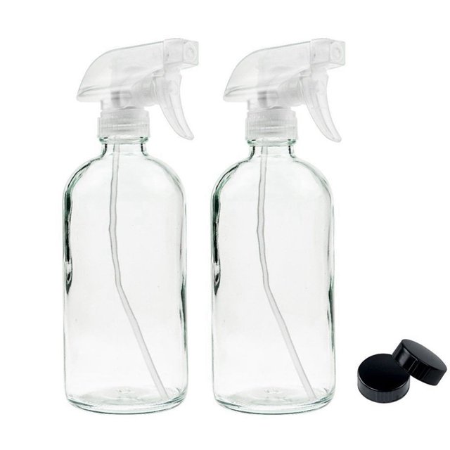Se puede rellenar una botella pulverizadora de vidrio de 2 uds. De 500ML, muy adecuada para aceites esenciales, plantas, soluciones de limpieza, laca para el cabello 2755