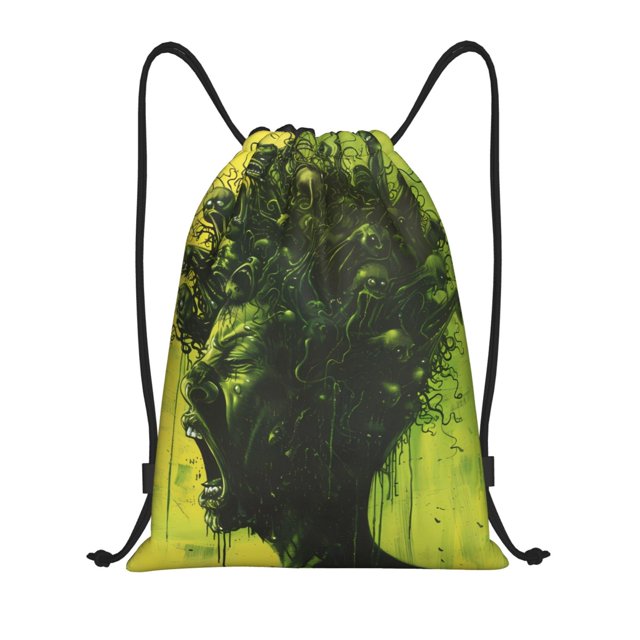 Gaeub Screaming Horror Art Drawstring Backpack Bag Sport Gym Sackpack Heavy Duty String Backpack for Men Women-Medium