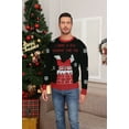thumbnail image 3 of QDG Mens Ugly Christmas Sweater Reindeer Snowflakes Funny Fairisle Pullover Knit Crewneck, 3 of 8