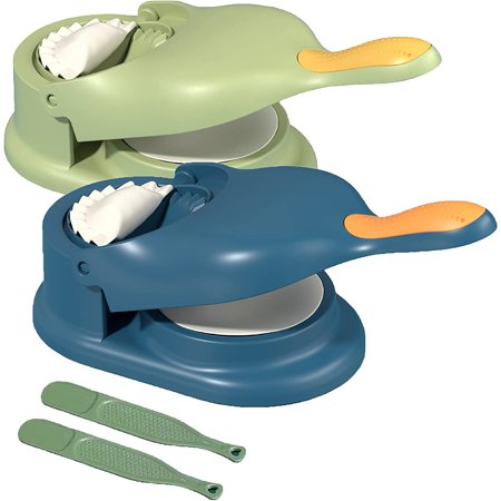 

【Upgrade】2-Pack 2 in 1 Dumpling Maker Press Dumpling Skin Maker Machine Empanada Maker Press Multifunctional DIY Manual Dumpling Press Mold Set (Blue Green)