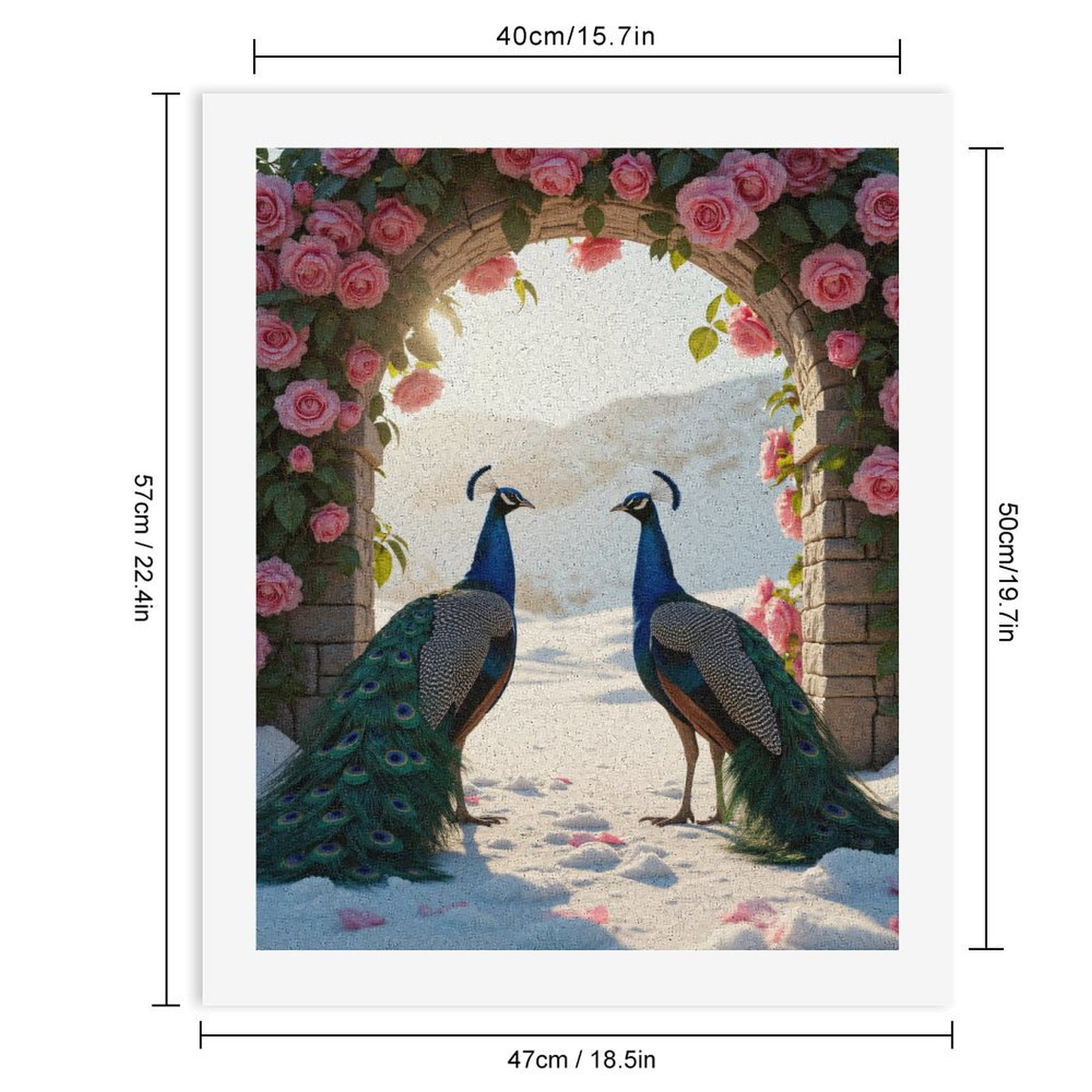 Paint By Numbers Kit for Adults Beginner - Peacocks Rose Arch Snowy Landscape DIY Canvas Painting Kits for Adults, Frameless Paint By Number for Adults for Home Wall Decor 16x20 Inch