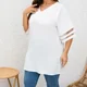 thumbnail image 2 of Nueva blusa informal de mujer de talla grande 1XL-8XL con escote en V holgado y costura de malla con mangas 3/4 para vacaciones, blusas tipo túnica para mujer, 2 of 5