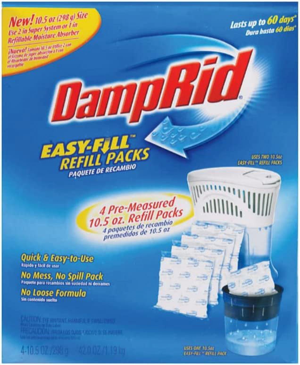 DampRid Easy Fill Moisture Absorber Refill Unscented - Odor Eliminating - 3 Pack, 42 oz